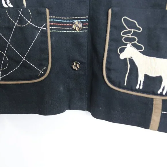 Vintage TanJay Petites Animal Embroidered Button Down Twill Jacket Size Medium - Picture 4 of 8